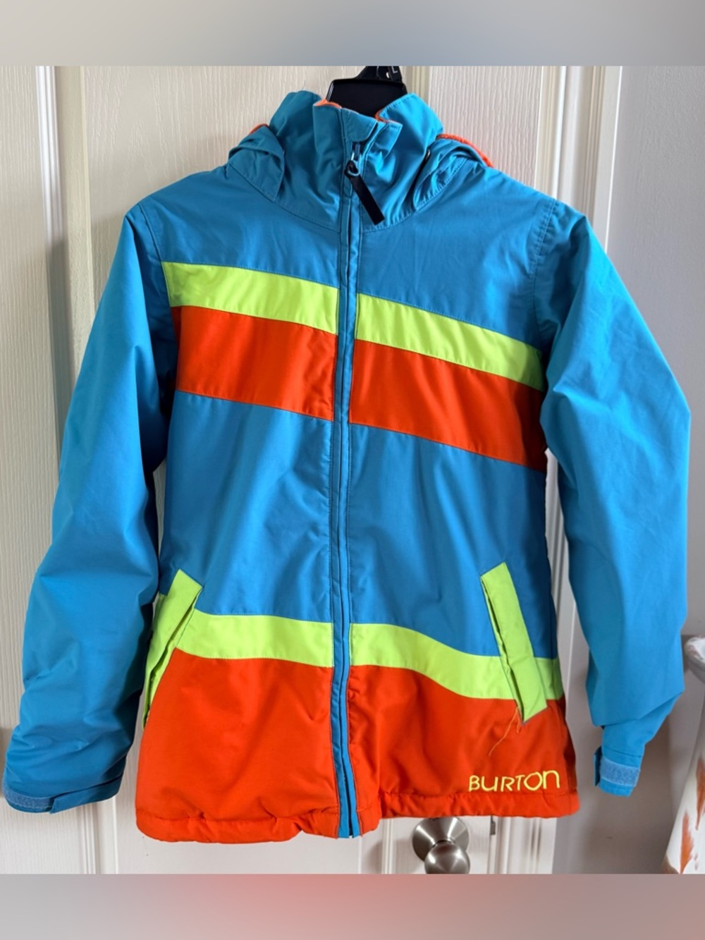 Burton Orange Jacket with Pink, Teal & Yellow Logo